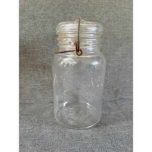 Vintage Atlas E-Z Seal Glass Quart Jar Clear Size 6 7"